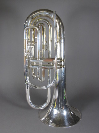 A silver twin valved marching baritone bugle?