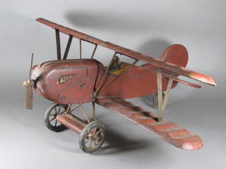 A wooden model of a bi-plane 26"