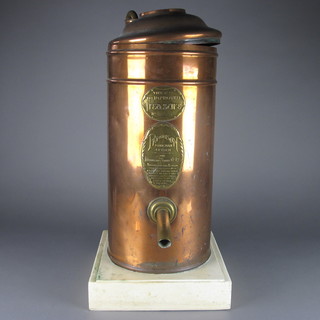 A copper and brass Parkinsons Type No.10 The Improved  Treasure hot water boiler 20"