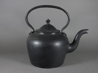 A Victorian circular iron kettle 10"