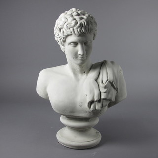 A concrete classical head and shoulders portrait bust of a gentleman 21"