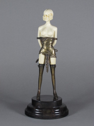 An Art Nouveau style figure of a standing lady 13"