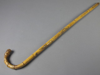 An Oriental bamboo walking stick