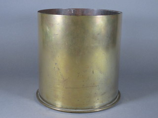 A large WWI Continental brass shell case marked 1918, 9"