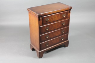 A Georgian style walnut Bachelor's chest of 4 long drawers,  raised on bracket feet 25"w x 13"d x 30 1/2"h