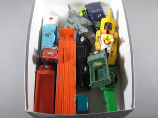 A Corgi yellow submarine and a collection of Dinky toys etc