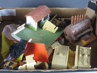 A collection of dolls house furniture etc