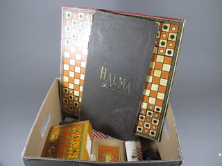 A Halma game, a set of draughts and other toys etc