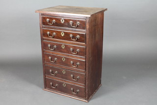 A 19th Century mahogany chest of 6 long drawers with brass  swan neck drop handles 21"w x 32"h x 15 1/2"d