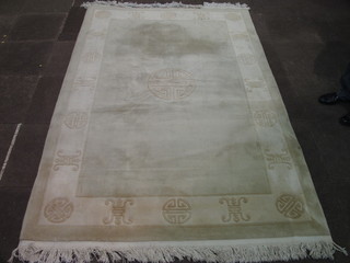 A yellow and floral patterned Chinese rug 99" x 66"