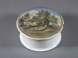 A 19th Century Staffordshire Prattware pot lid, the residence of  Anne Hathaway Shakespeare's Wife