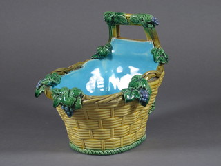 A Minton Majollica basket shaped dish, the base marked Minton  and impressed 1172 6"  ILLUSTRATED