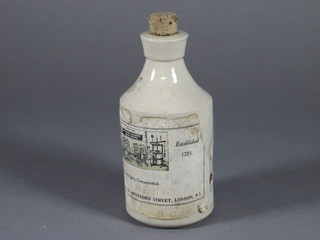 A Victorian stoneware jar of of club form labelled Cheese Rennet 5"