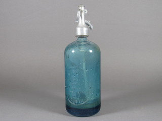 An Apagazoas blue glass soda siphon