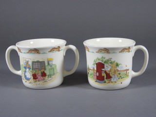 A Royal Doulton Bunnykins twin handled cup and a do. mug