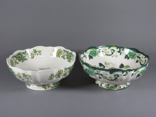 A Masons Chartreuse pattern bowl 10" and a Masons Strathmore pattern bowl