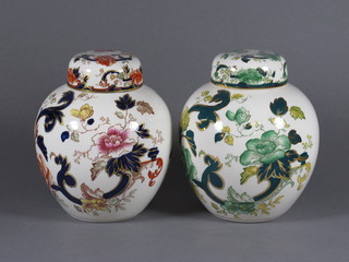 A Masons Imari pattern ginger jar and cover 7" and a Chartreuse pattern ginger jar and cover