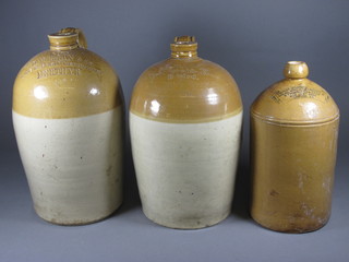 A John How & Sons stoneware flagon, 1 other marked D  Morgan and 1 other flagon