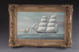C J Guise, oil on board "The Brig Emma" 11" x 19"
