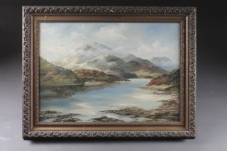 Prudence Turner, oil on canvas "Mountain Lake Scene" 19" x  27"