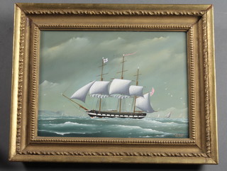 C J Guise, oil on board "The British East India Vessel Monarch"  8" x 11"