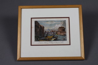 Bernard Metzeroth, a 19th Century Italian hand coloured  engraving "Rome with the Vatican in the Background" 5" x 7"