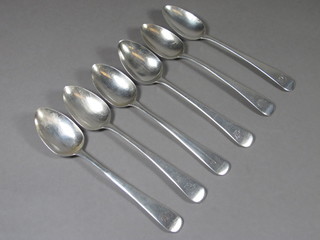 A set of 6 Georgian silver Old English pattern pudding spoons, London 1813 4 1/2 ozs