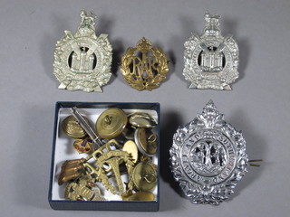 2 Kings Own Scottish Borderers cap badges, an Argyle &  Sutherland Highlanders cap badge etc