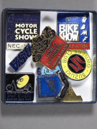 10 various enamelled motorcycle badges