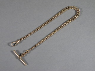 A 9ct gold curb link watch chain, 11 1/2"