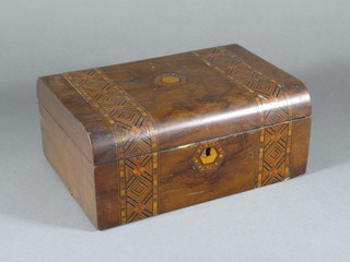 A Victorian mahogany D shaped trinket box 11"w x 8"d x 5"h