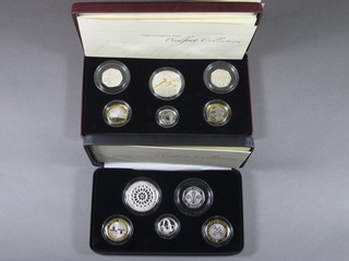 A 2006 Piedfort Collection of 6 silver proof coins and a 2007 Piedfort collection of 5 silver proof coins, cased