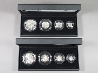 A 2009 and a 2010 Britannia 4 coin silver proof set, cased