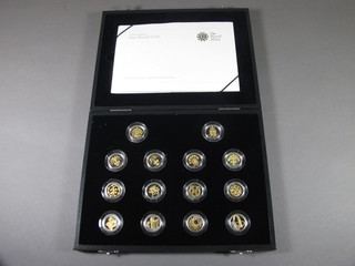 A Royal Mint 25th Anniversary of the One Pound Coin silver  proof collection, 14 coins, cased