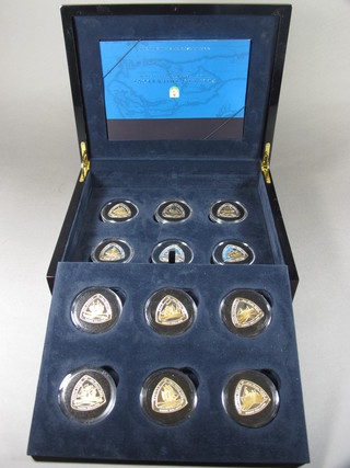 A cased set of 6 Bermuda Shipwrecks silver proof coins