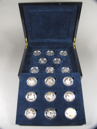 9 Commonwealth silver proof crowns to commemorate The 80th Birthday of HM The Queen, cased