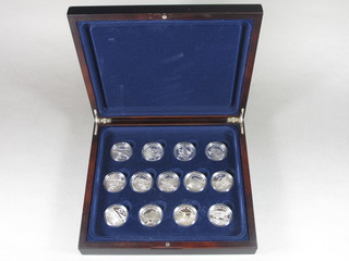 13 Solomon Islands silver proof coins - Aircraft, cased
