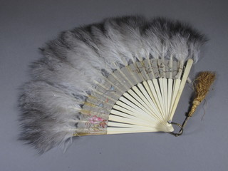 An ivory and ostrich feather fan