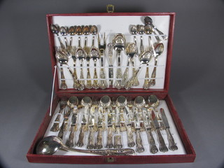 A canteen of silver plated Kings Pattern flatware