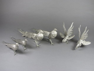 6 silver plated table ornaments in the form of birds