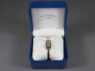 A lady's Rotary wristwatch contained in a gold plated case, boxed