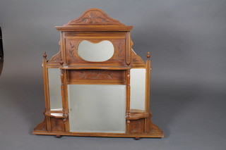 A Victorian multiple plate over mantel mirror contained in a  walnut frame 32" x 40"