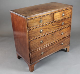 A 19th Century mahogany chest of 2 short and 3 long drawers,  raised on bracket feet 36 1/2"w x 18" x 36"