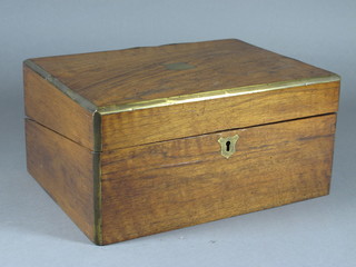A Victorian walnut brass banded writing slope with hinged lid  12"w x 9"d x 6"h
