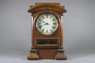 A 19th/20th Century Continental striking mantel clock with painted dial contained in a mahogany case