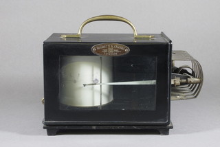 A thermograph/barograph by Negretti & Zambra contained in a  metal case