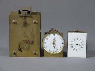 A miniature carriage clock movement 1" and 2 other carriage  clock movements