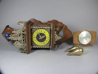A Continental reproduction hanging wall clock together with a  1950's Smith's mantel clock