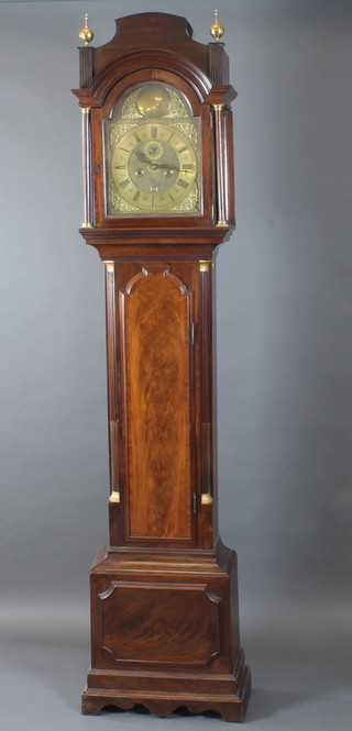 An 18th Century 8 day London longcase clock with 5 pillar  movement, the 12" arched dial with subsidiary second hand and  calendar aperture marked Tho. Cartwright London Fecit, to the  top marked Dum Spiro Spero, contained in a mahogany case 91"  high  ILLUSTRATED FRONT COVER