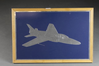 An aluminium picture of a Folland Gnat Aircraft 14" x 22"